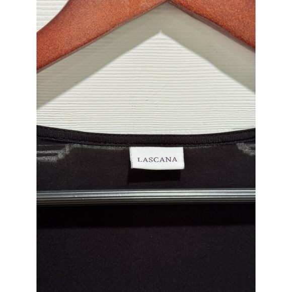 Lascana Women's Black V-Neck Flutter Short Sleeve Faux Wrap Blouse Size US 12-14 - Picture 2 of 7